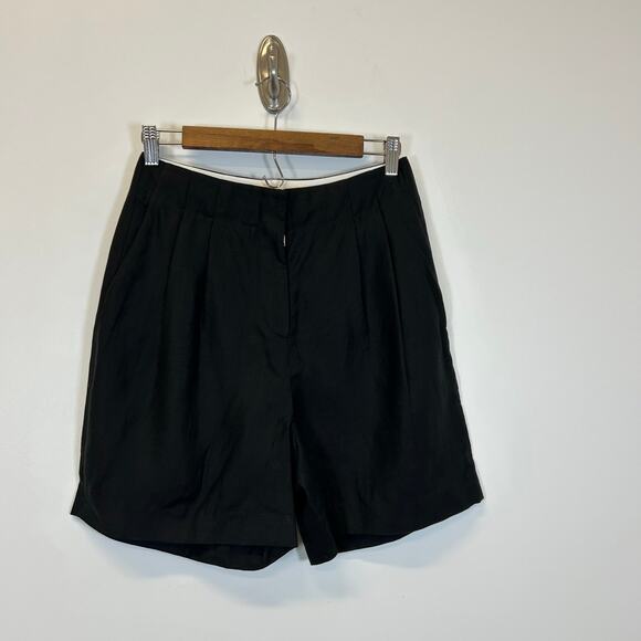 New River Seamless Modernism Old Money Linen Pleated Black Shorts women's S - Picture 1 of 8